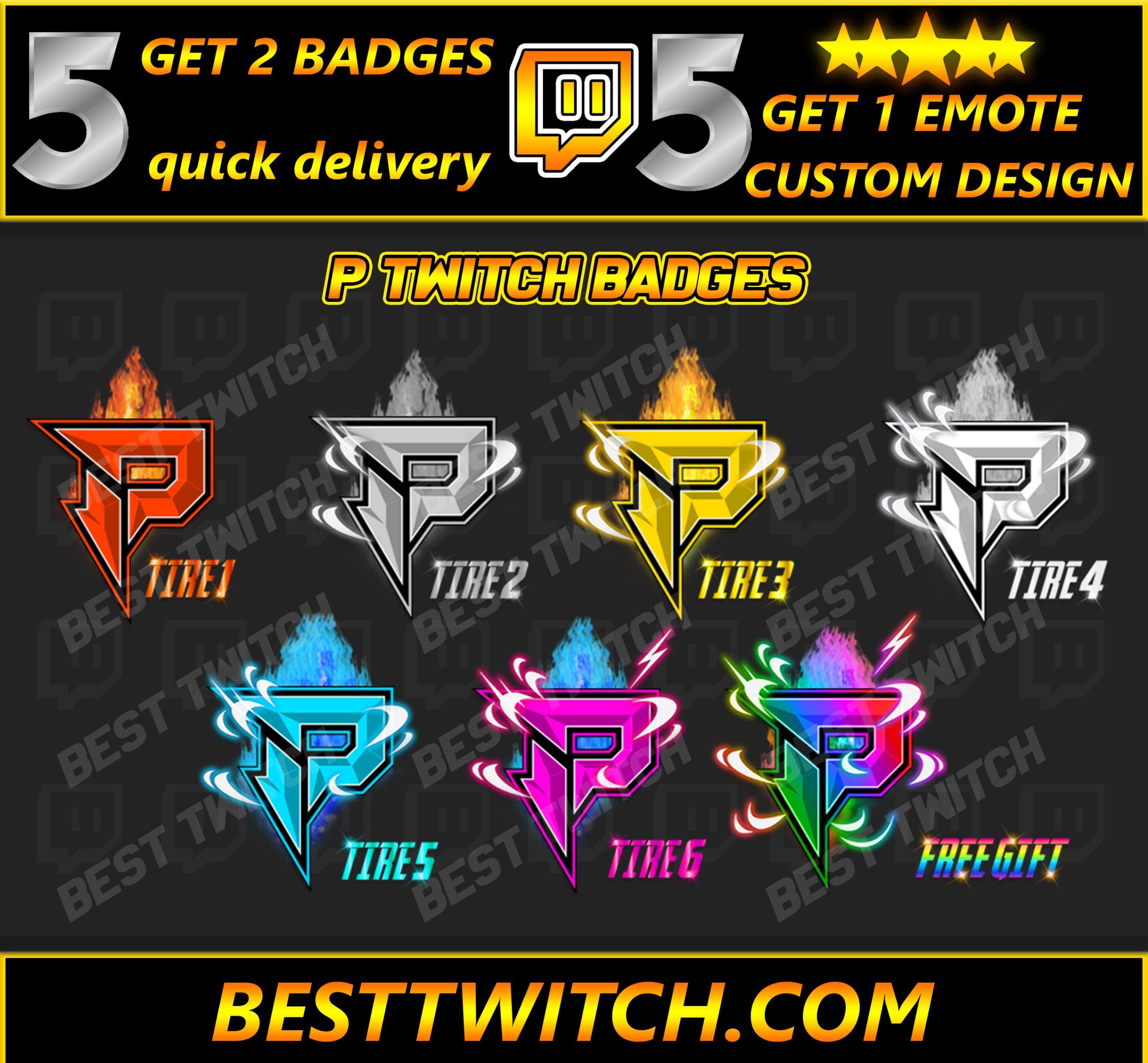 P badge flair twitch discord youtube free ! BestTwitch