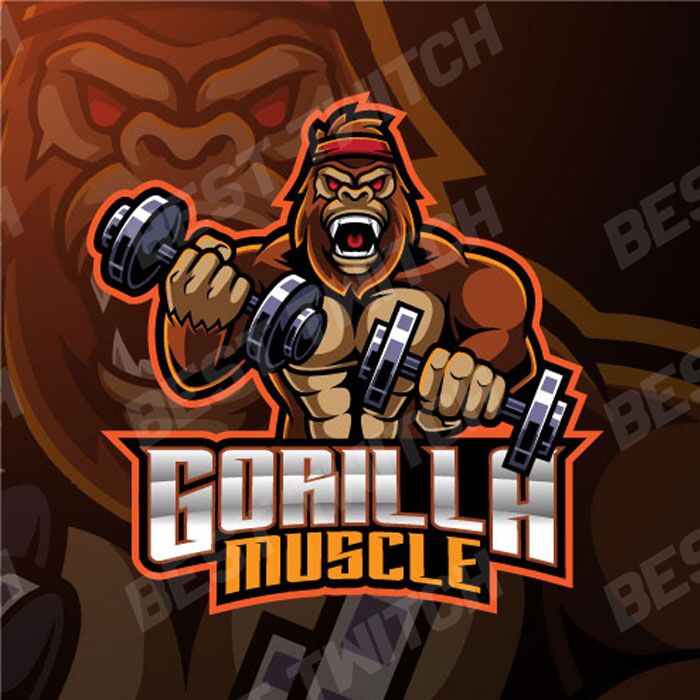 Animated logo muscle gorilla