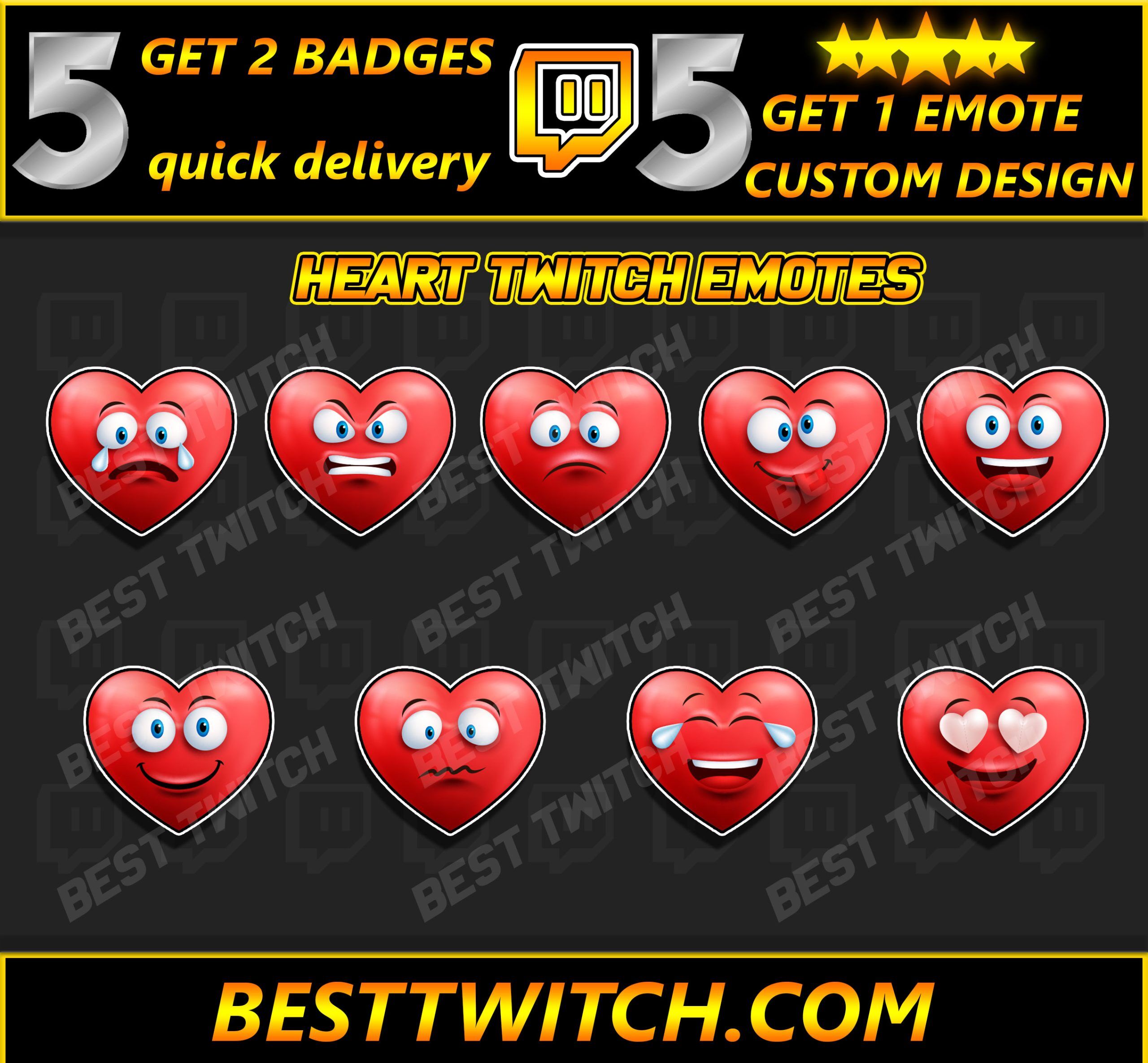 9x Red heart emotes