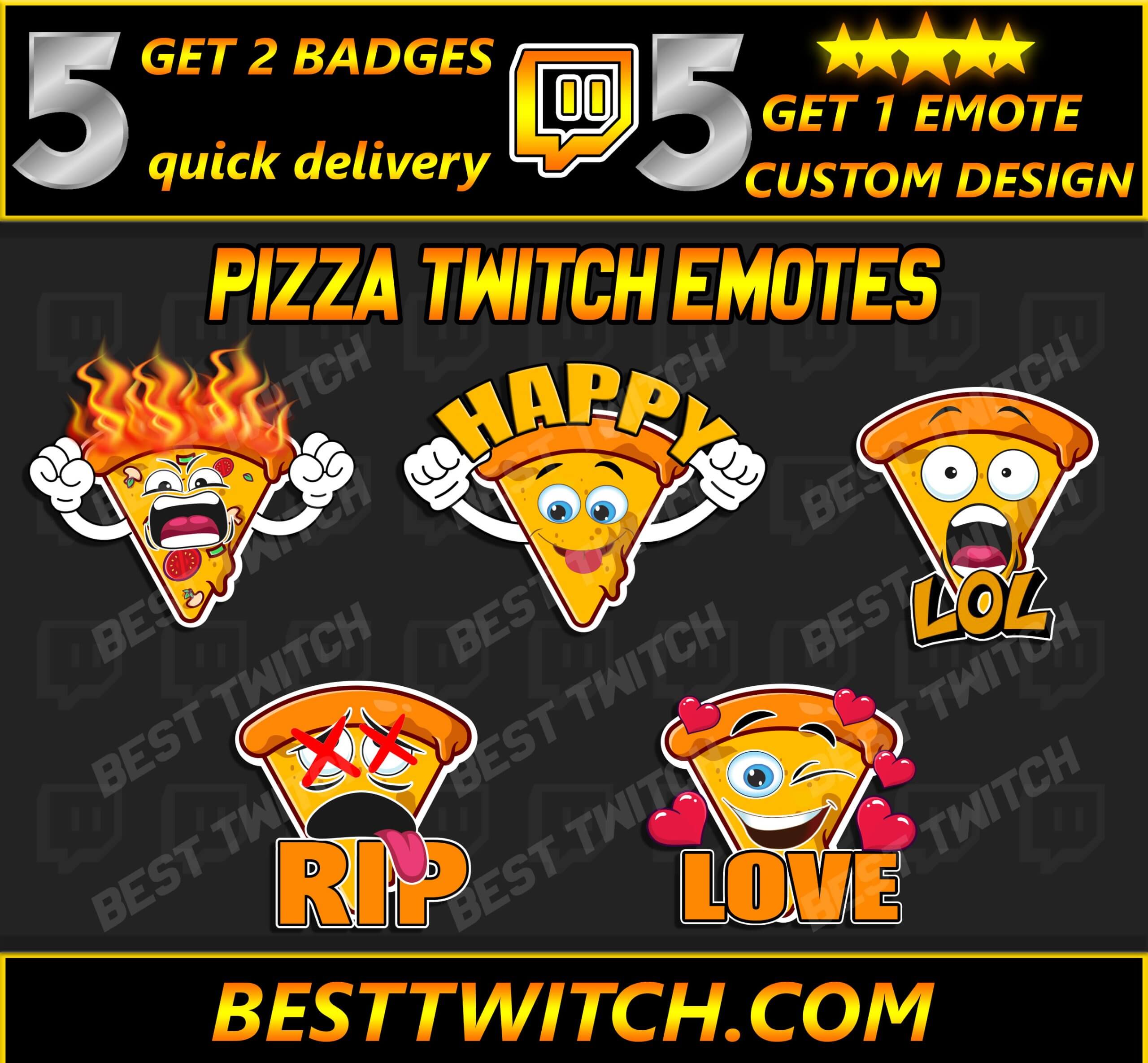 Pizza Party Emotes & Sub Badges - BestTwitch