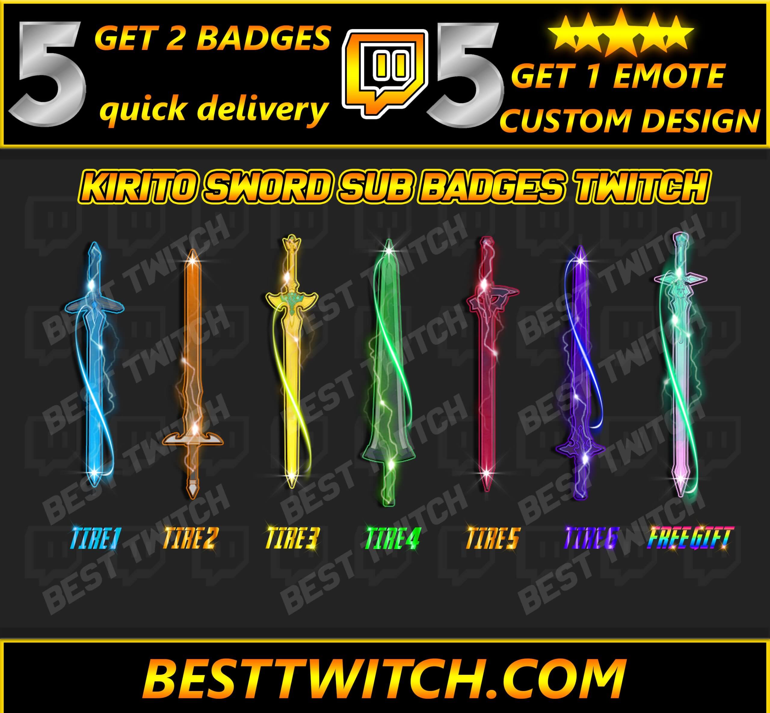 Swordmaster Kirito Sub Badges themed Loyalty Badges