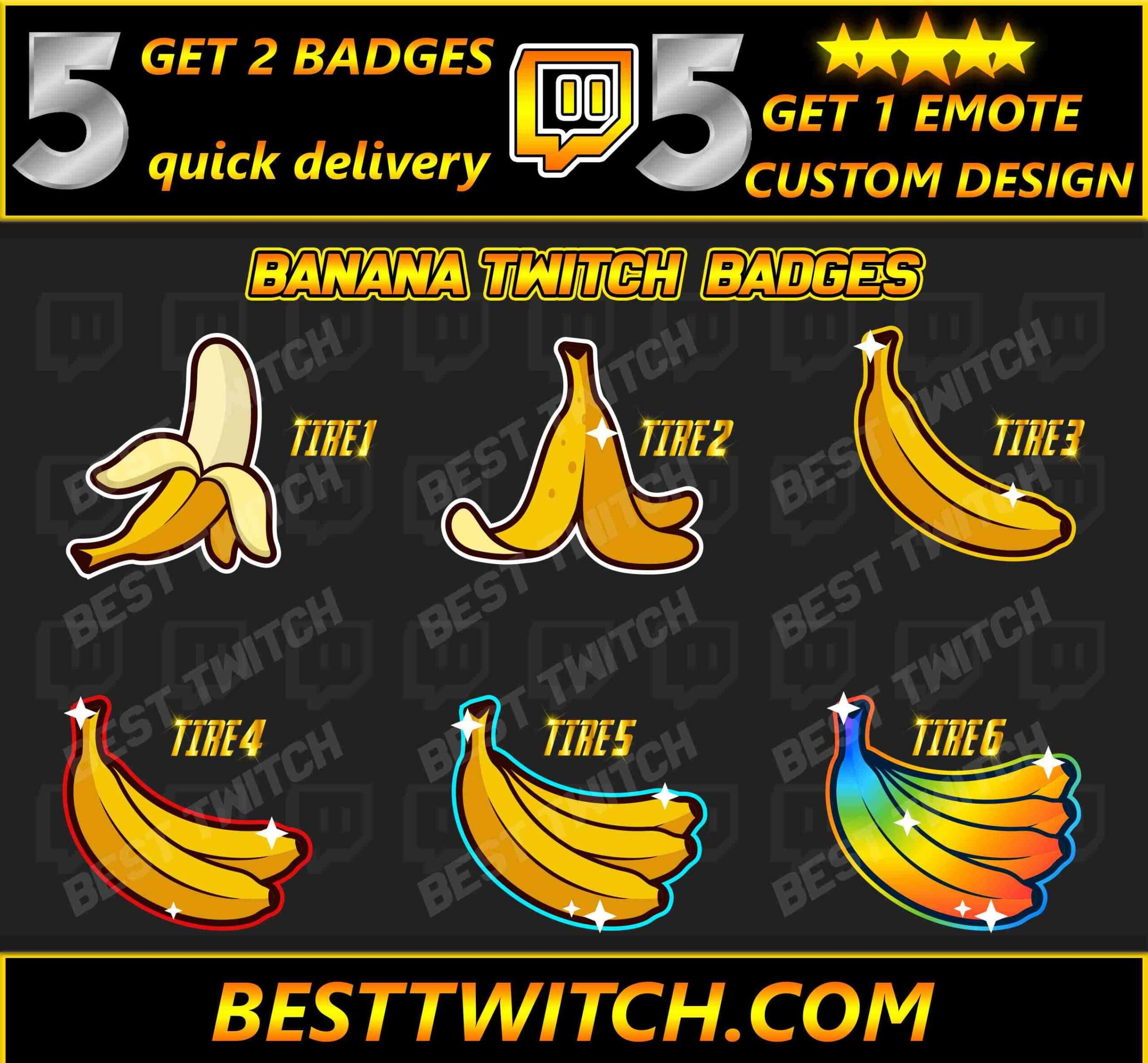 Banana Twitch sub badges Cheer Badges Subscriber Badge