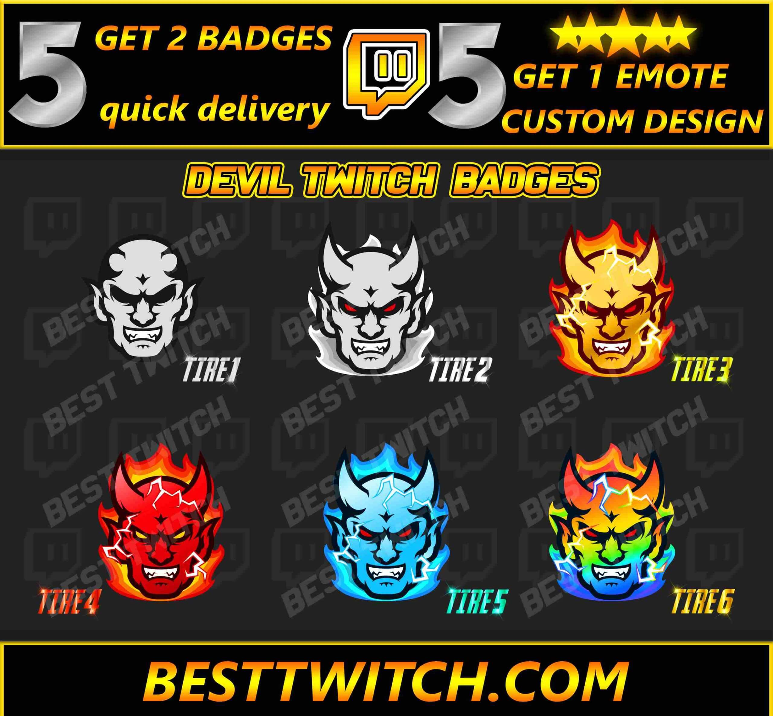 Devil head badge emotes twitch Discord YouTube sub badges